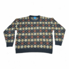 Vintage Towncraft Sweater Adult EXTRA LARGE Black Brown Argyle Knit Autumn 90s