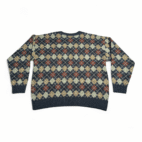 Vintage Towncraft Sweater Adult EXTRA LARGE Black Brown Argyle Knit Autumn 90s