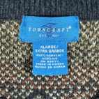 Vintage Towncraft Sweater Adult EXTRA LARGE Black Brown Argyle Knit Autumn 90s