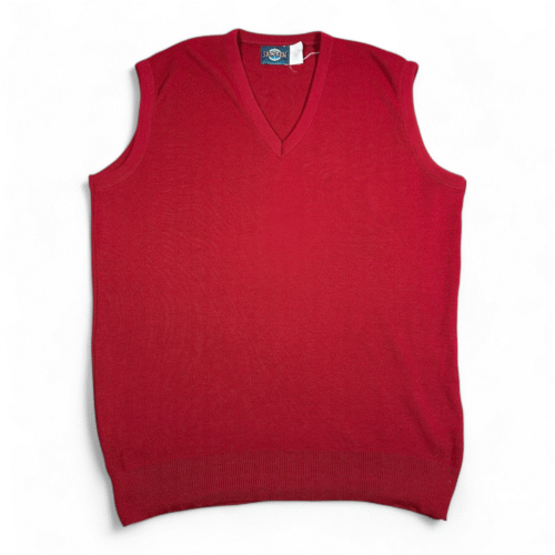 Vintage Jantzen Sweater Vest Adult LARGE Red Acrylic Knit V Neck Preppy USA 80s