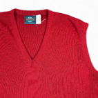 Vintage Jantzen Sweater Vest Adult LARGE Red Acrylic Knit V Neck Preppy USA 80s