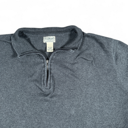 Vintage LL Bean Sweater Adult EXTRA LARGE Gray Cashmere Pullover Quarter Zip Y2K