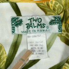 Vintage Two Palms Hawaiian Shirt Adult EXTRA LARGE White Rayon USA Made 80s