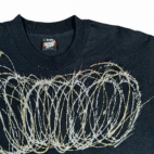 Vintage Spin Art Shirt Adult MEDIUM Black Abstract Gold Silver Glitter USA 80s
