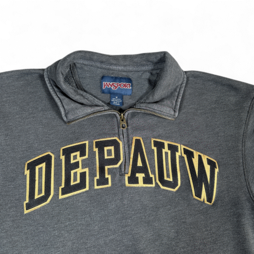 Vintage Depauw University Sweater Adult MEDIUM Gray Sweatshirt JanSport 90s