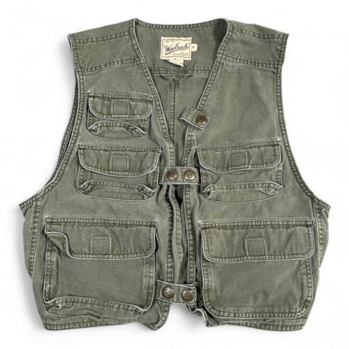 Vintage Woolrich Vest Womens MEDIUM Green Hunting Fishing Military Outdoor Y2K