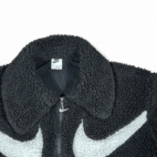 Nike Jacket Womens SMALL Black White Double Swoosh Fleece Sherpa Oversized Boxy