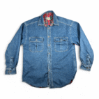 Vintage WearGuard Shirt Adult MEDIUM Blue Denim Plaid Flannel Lined Workwear 90s
