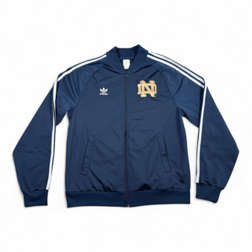 Notre Dame Jacket Adult LARGE Blue White Adidas Track Striped Trefoil Sports