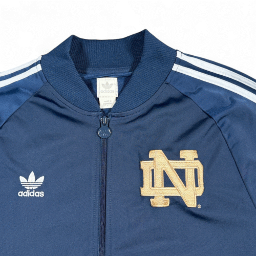 Notre Dame Jacket Adult LARGE Blue White Adidas Track Striped Trefoil Sports