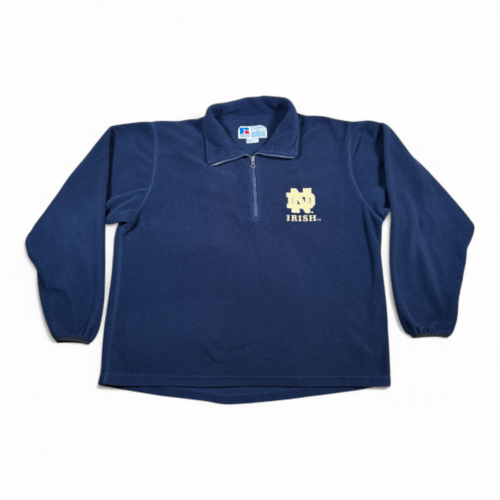 Vintage Notre Dame Sweater Adult LARGE Blue Fleece Russell Athletic Sports 90s