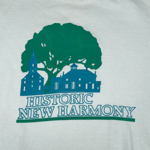 Vintage New Harmony Indiana Sweater Adult EXTRA LARGE White Historic Town 80s