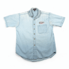 Vintage Boyd Coddingtons Garage Shirt Adult MEDIUM Blue Chambray Mechanic Y2K