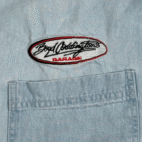 Vintage Boyd Coddingtons Garage Shirt Adult MEDIUM Blue Chambray Mechanic Y2K