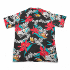 Vintage Shore Things Hawaiian Shirt Adult MEDIUM Black Floral Hibiscus USA 80s