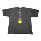 Vintage Flame Necktie Shirt Adult EXTRA LARGE Black Hot Rod Fire Colors Tie Y2K