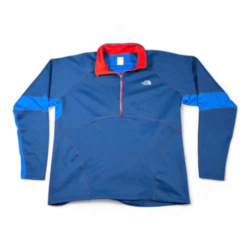 North Face Sweater Adult EXTRA LARGE Blue Flashdry Pullover Colorblock Zip