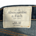 Abercrombie Fitch Jeans Mens 33x32 Blue Dark Wash Super Skinny Denim Button Fly