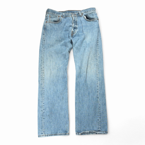 Vintage Levis 501 Jeans Mens 34x30 Blue Light Wash Denim Button Fly Fade 90s