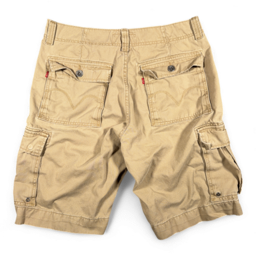 Vintage Levis Cargo Shorts Mens 34 Brown Cotton Khaki Tan Utility Baggy Y2K