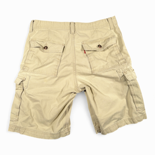 Vintage Levis Cargo Shorts Mens 34 Brown Cotton Khaki Tan Utility Baggy Y2K