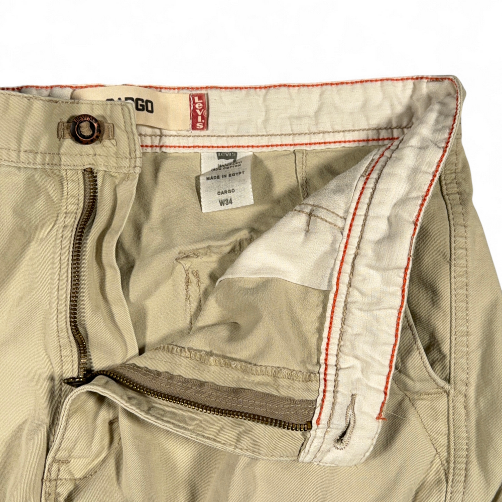 Vintage Levis Cargo Shorts Mens 34 Brown Cotton Khaki Tan Utility Baggy Y2K-3 Vintage Levis Cargo Shorts Mens 34 Brown Cotton Khaki Tan Utility Baggy Y2K