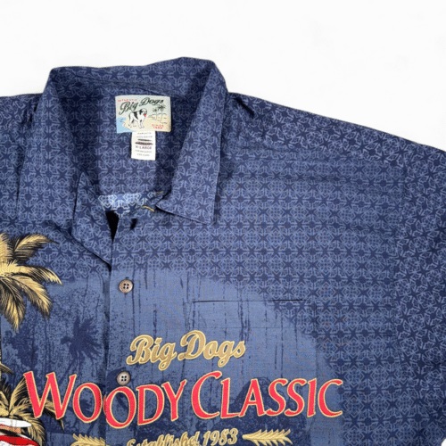 Vintage Big Dogs Hawaiian Shirt Adult EXTRA LARGE Blue Rayon Woody Classic Y2K-2 Vintage Big Dogs Hawaiian Shirt Adult EXTRA LARGE Blue Rayon Woody Classic Y2K