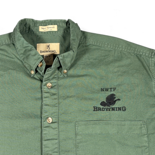 Vintage Browning Shirt Adult EXTRA LARGE Green NWTF Wild Turkey Hunting Y2K