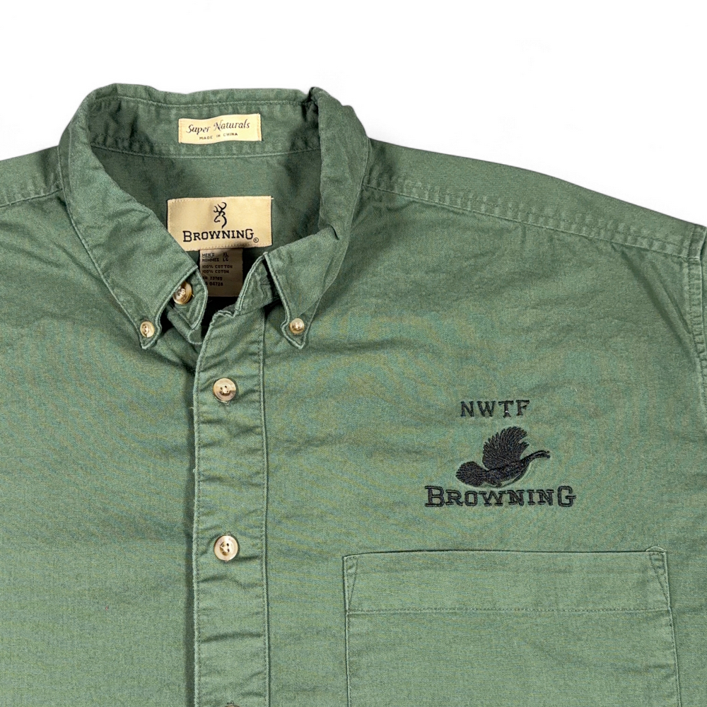 Vintage Browning Shirt Adult EXTRA LARGE Green NWTF Wild Turkey Hunting Y2K-2 Vintage Browning Shirt Adult EXTRA LARGE Green NWTF Wild Turkey Hunting Y2K
