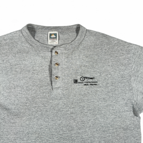 Vintage General Motors Shirt Adult LARGE Gray Desert Proving Ground GM USA 90s-2 Vintage General Motors Shirt Adult LARGE Gray Desert Proving Ground GM USA 90s