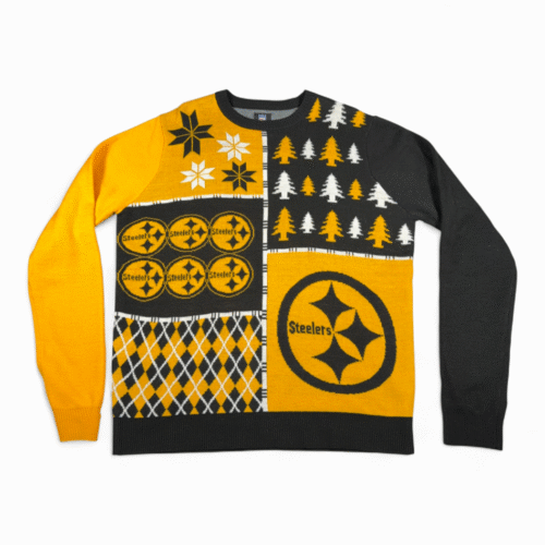 Pittsburg Steelers Sweater Adult LARGE Yellow Black Ugly Christmas NFL Holidays