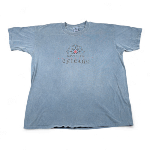 Vintage Chicago Shirt Adult 2XL XXL Blue Navy Pier Authentic Pigment Dyed 90s