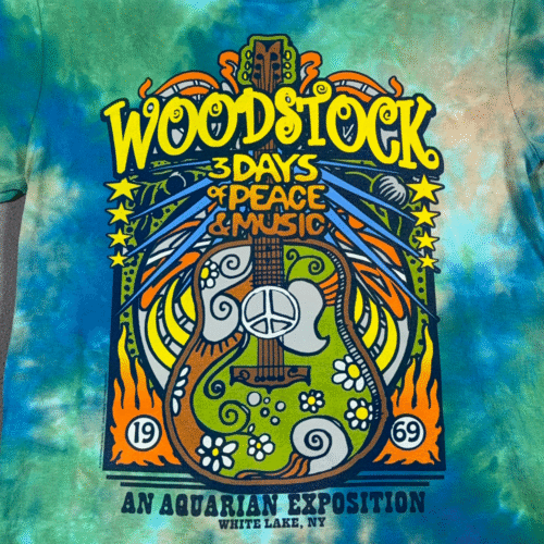 Woodstock Shirt Adult MEDIUM Green Liquid Blue Tie Dye Bands Music Festival 1969-2 Woodstock Shirt Adult MEDIUM Green Liquid Blue Tie Dye Bands Music Festival 1969