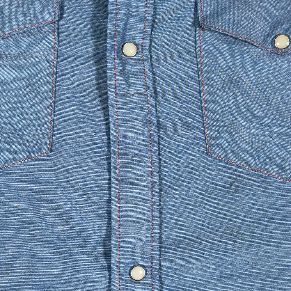 Vintage Big Mac Western Shirt Adult EXTRA LARGE Blue Chambray Pearl Snap USA 90s-3 Vintage Big Mac Western Shirt Adult EXTRA LARGE Blue Chambray Pearl Snap USA 90s