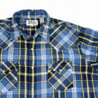 Vintage Ely Cattleman Western Shirt Adult LARGE Blue Yellow Plaid Pearl Snap 90s
