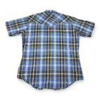 Vintage Ely Cattleman Western Shirt Adult LARGE Blue Yellow Plaid Pearl Snap 90s