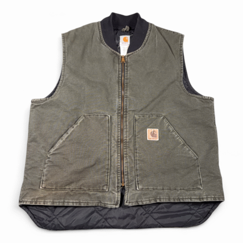 Vintage Carhartt Vest Adult EXTRA LARGE Green Duck Canvas Workwear USA Made Y2K