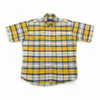 Vintage Wrangler Western Shirt Adult LARGE Yellow Blue Plaid Button Cowboy 80s