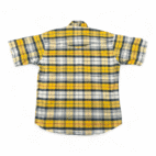 Vintage Wrangler Western Shirt Adult LARGE Yellow Blue Plaid Button Cowboy 80s