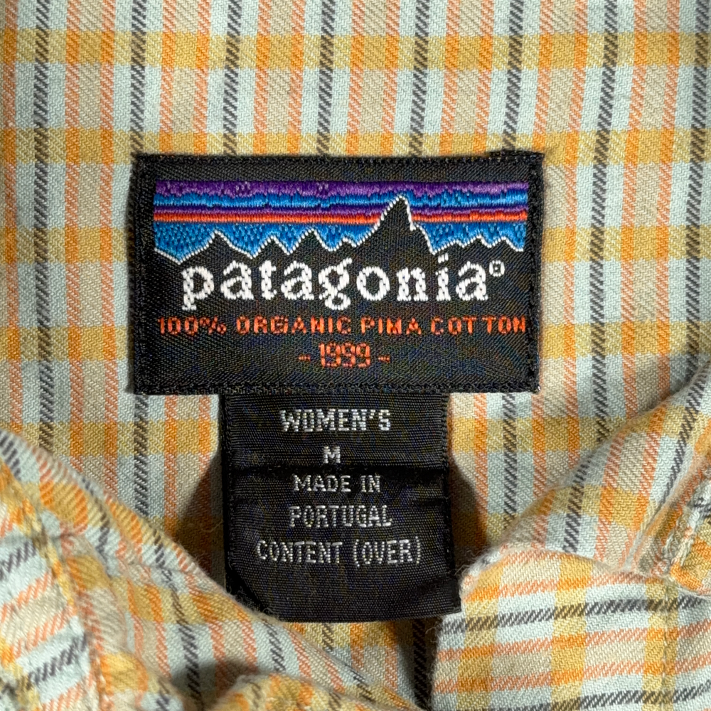 Patagonia Shirt Womens MEDIUM Yellow Green Plaid Organic Cotton Outdoor 90s-4 Patagonia Shirt Womens MEDIUM Yellow Green Plaid Organic Cotton Outdoor 90s