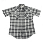 Vintage Ely Cattleman Western Shirt Adult LARGE Gray Plaid Pearl Snap Cowboy 90s