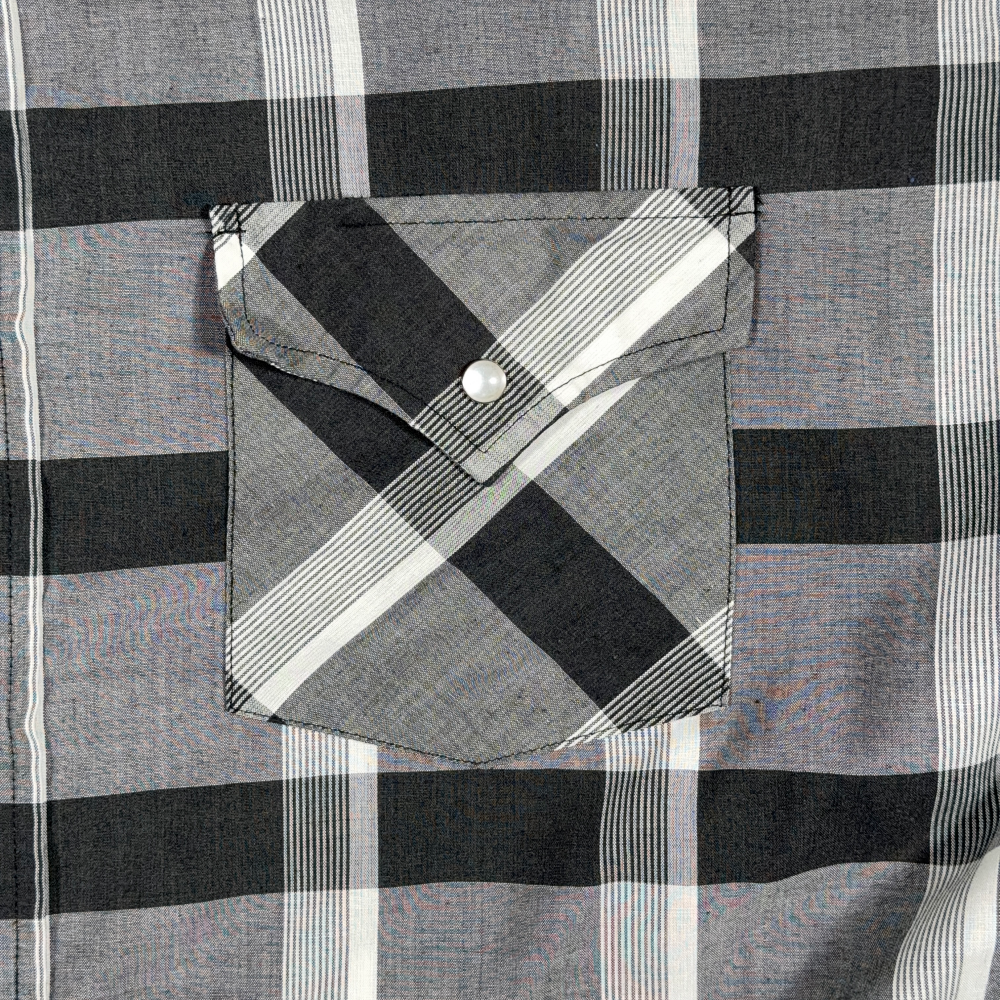 Vintage Ely Cattleman Western Shirt Adult LARGE Gray Plaid Pearl Snap Cowboy 90s-5 Vintage Ely Cattleman Western Shirt Adult LARGE Gray Plaid Pearl Snap Cowboy 90s