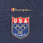 Vintage Olympics Polo Shirt Adult LARGE Blue Champion Atlanta Team USA Logos 90s