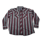 Wrangler Western Shirt Adult 2XL XXL Black Red Silver Striped Pearl Snap Cowboy