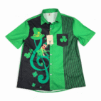 St Patricks Day Shirt Adult SMALL Green Black Aloha Hawaiian Holiday Leprechaun