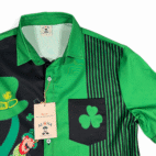 St Patricks Day Shirt Adult SMALL Green Black Aloha Hawaiian Holiday Leprechaun