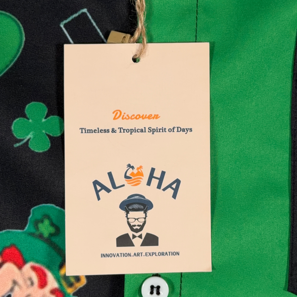 St Patricks Day Shirt Adult SMALL Green Black Aloha Hawaiian Holiday Leprechaun-4 St Patricks Day Shirt Adult SMALL Green Black Aloha Hawaiian Holiday Leprechaun