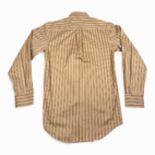 T Harris London Shirt Adult SMALL Brown Yelloiw Cotton Striped Button Down Tags