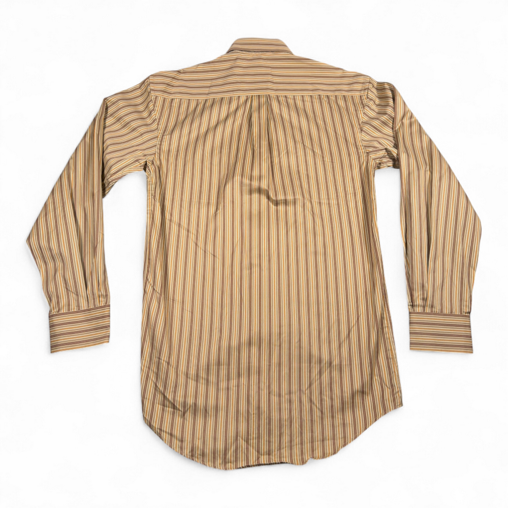 T Harris London Shirt Adult SMALL Brown Yelloiw Cotton Striped Button Down Tags-3 T Harris London Shirt Adult SMALL Brown Yelloiw Cotton Striped Button Down Tags