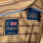 T Harris London Shirt Adult SMALL Brown Yelloiw Cotton Striped Button Down Tags